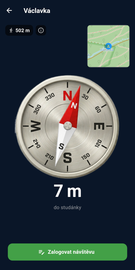 Navigace s kompasem ke studánce